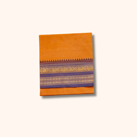 Orange Chettinad Cotton Saree with Running Blouse