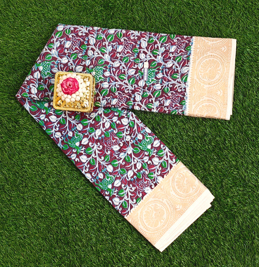 Traditional Kalamkari Cotton Saree with Running Blouse