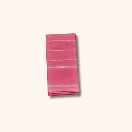 Rose Pink Cotton Saree with Matching Border – Running Blouse
