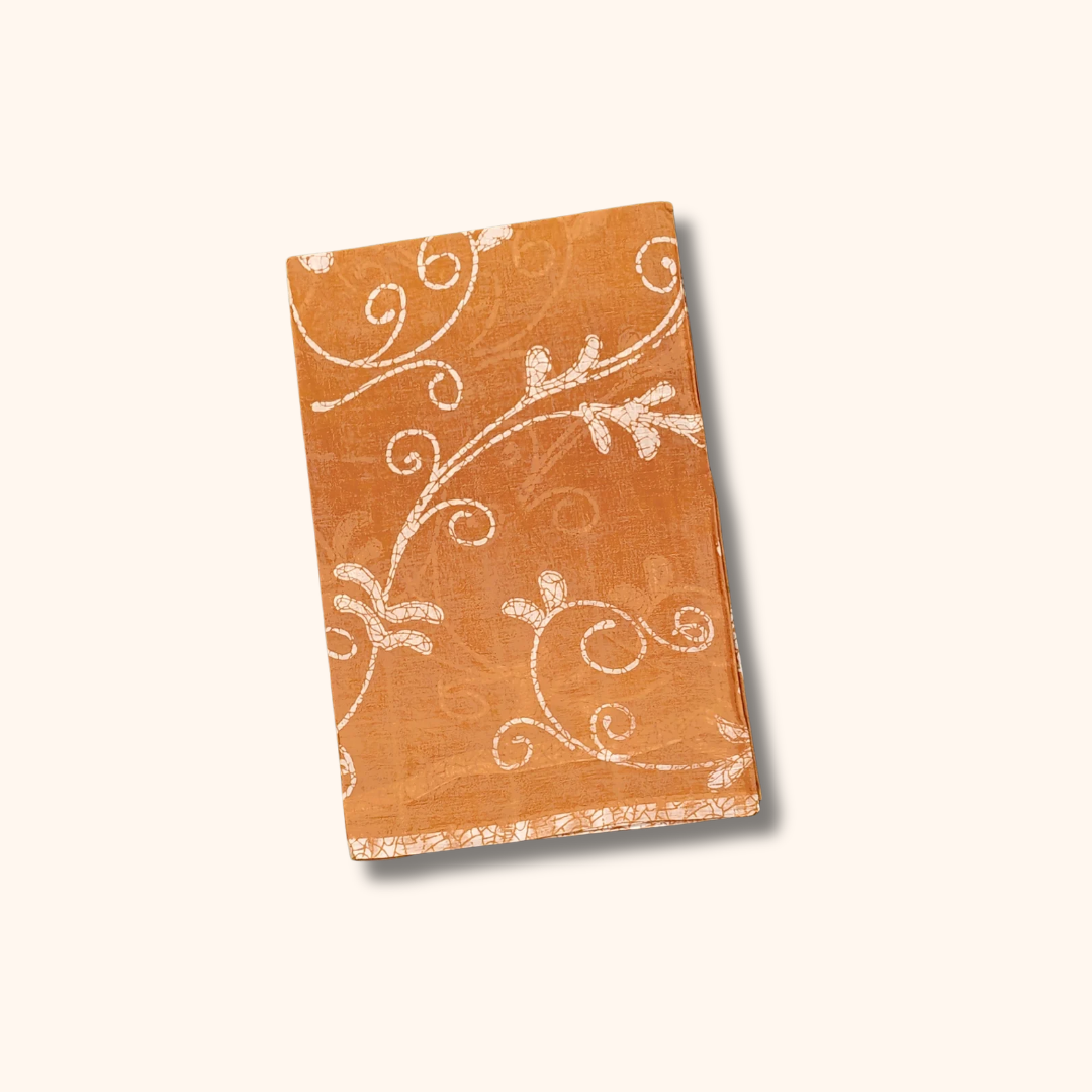 Terracotta Orange Floral Design Cotton Saree