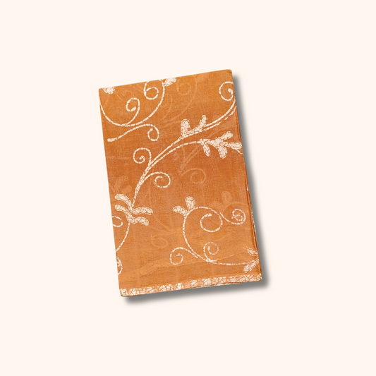 Terracotta Orange Floral Design Cotton Saree