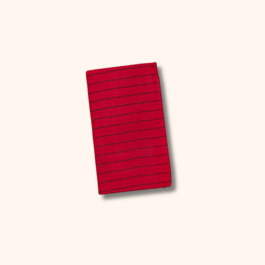 Red Sungudi Cotton Saree with Raja Rani Border & Lines Design