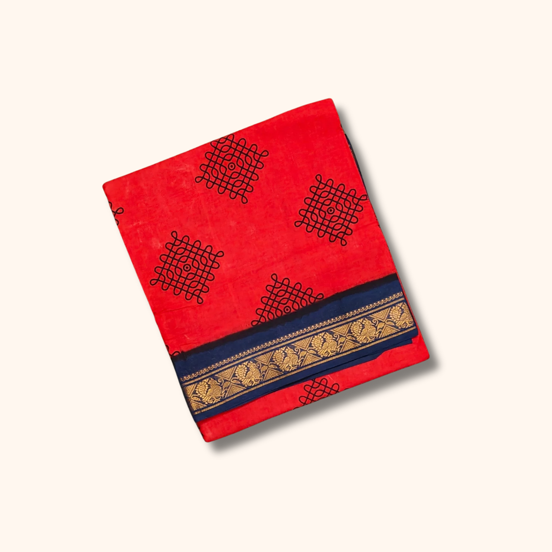 Classic Red Ethnic Saree with Traditional Border