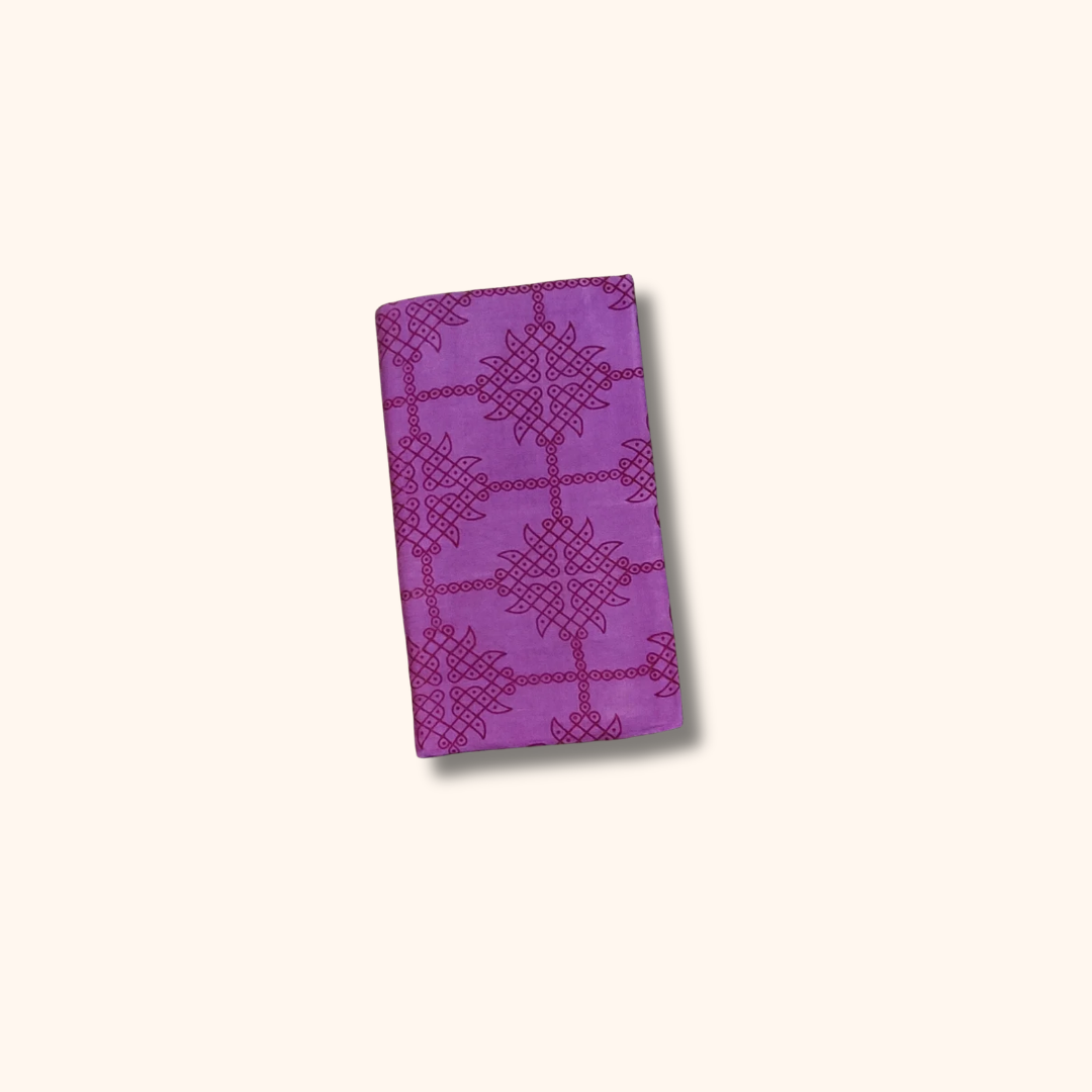 Purple Sungudi Cotton Saree with Traditional Kolam Motifs & Zari Border – Without Blouse