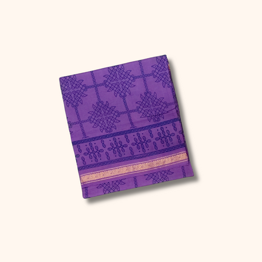 Royal Violet Kolam Print Sungudi Saree