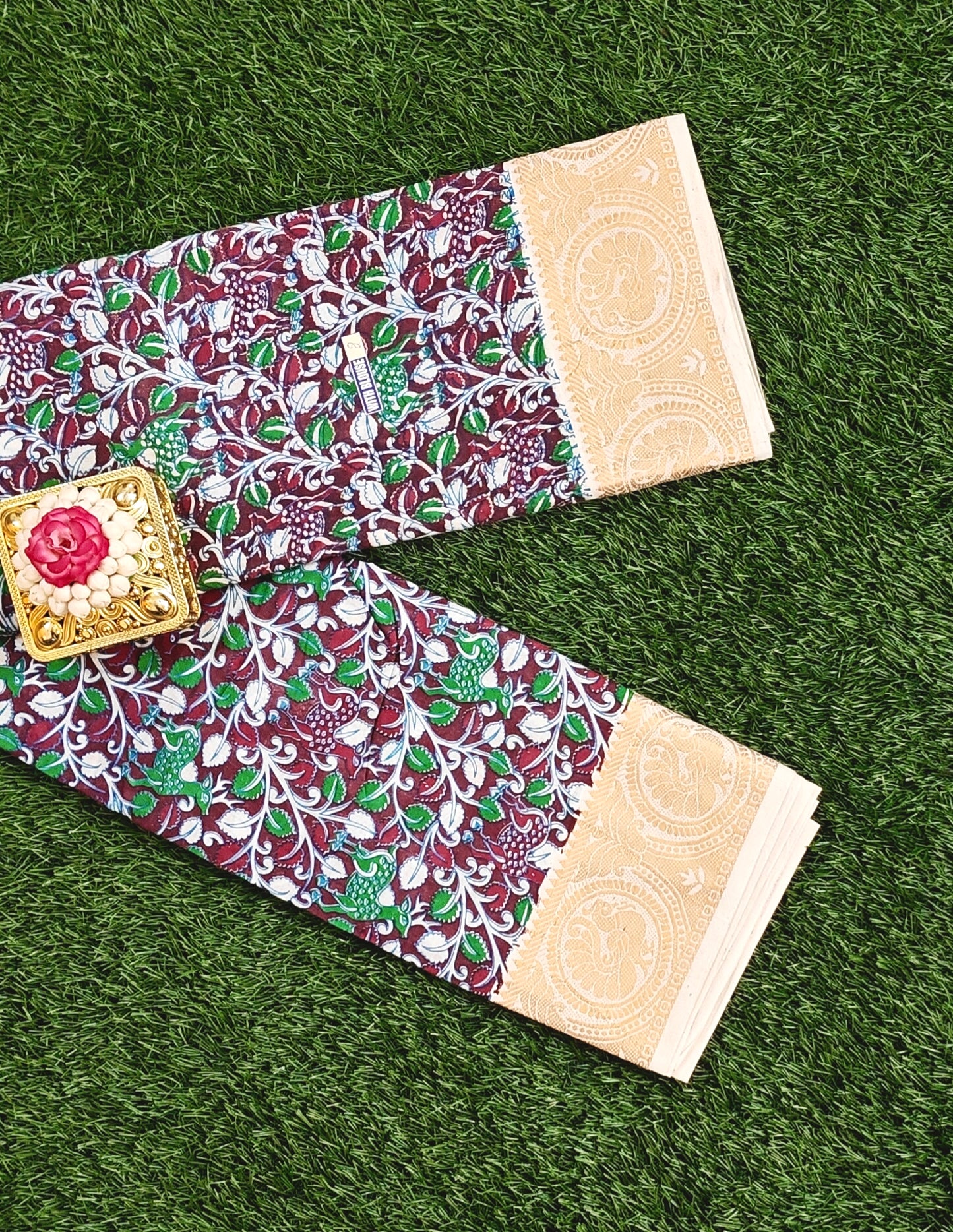 Traditional Kalamkari Cotton Saree with Running Blouse