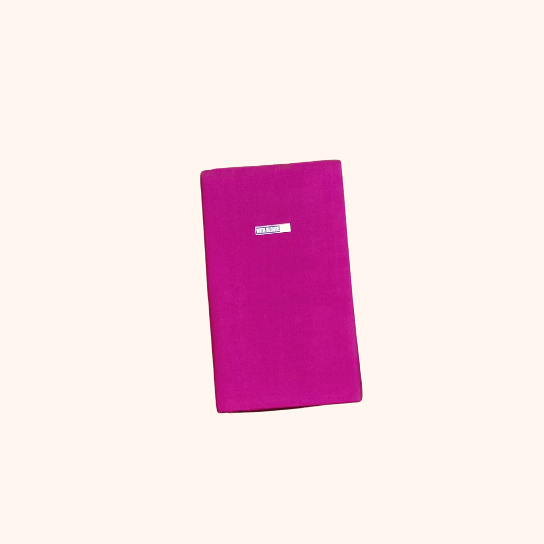 Magenta Pink Chettinad Cotton Saree with Traditional Gold Zari Border – Running Blouse