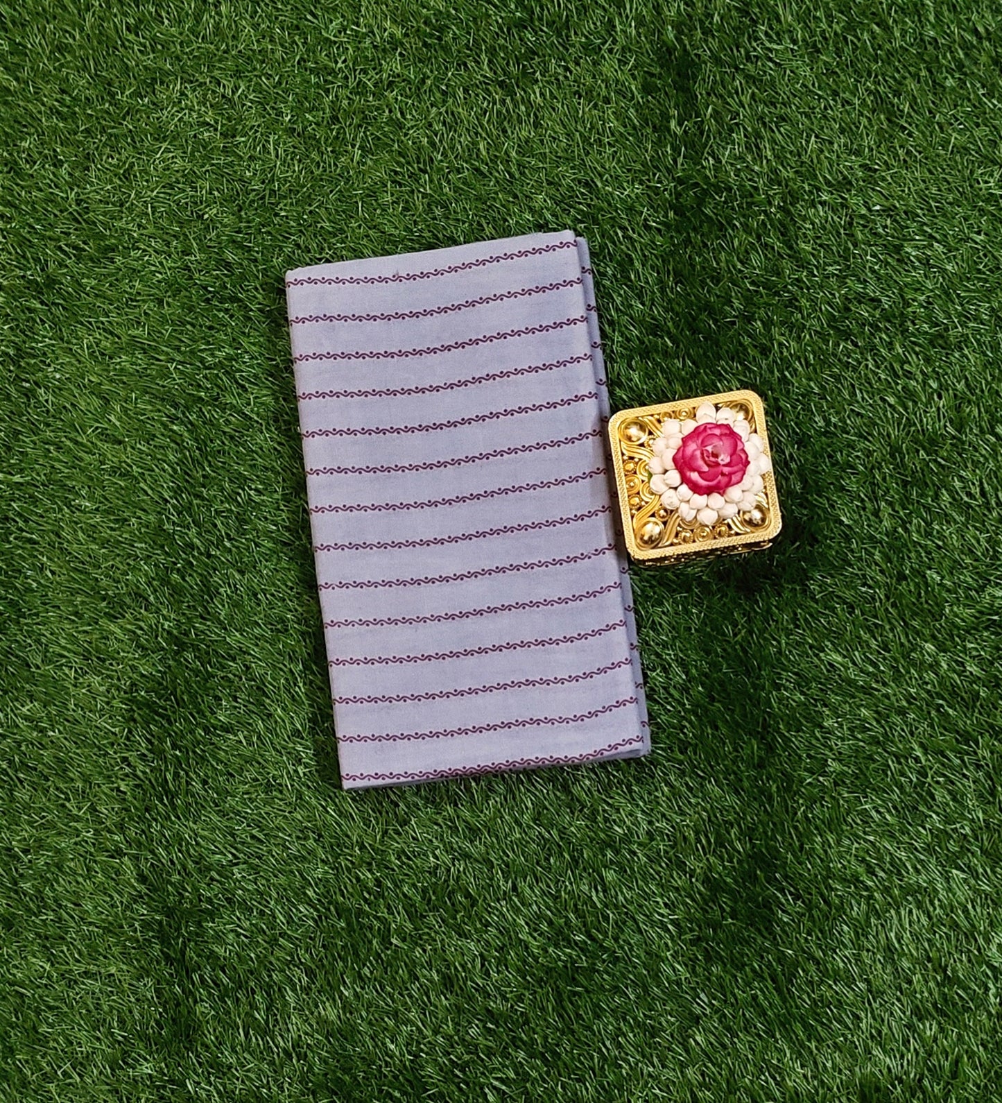 Light Grey Cotton Saree with Traditional Maroon Border Design