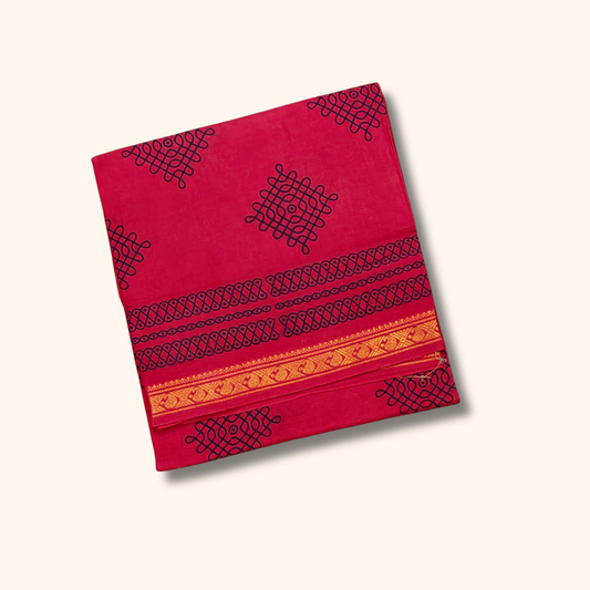 Rani Pink Sungudi Kolam Saree β Traditional Cotton Saree