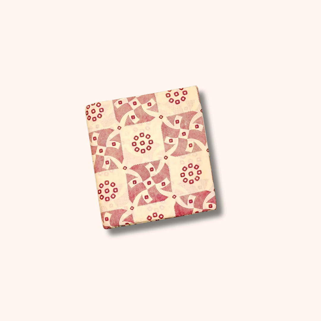 120s Count Vayal Cotton Saree in Off White with Maroon Geometric Print