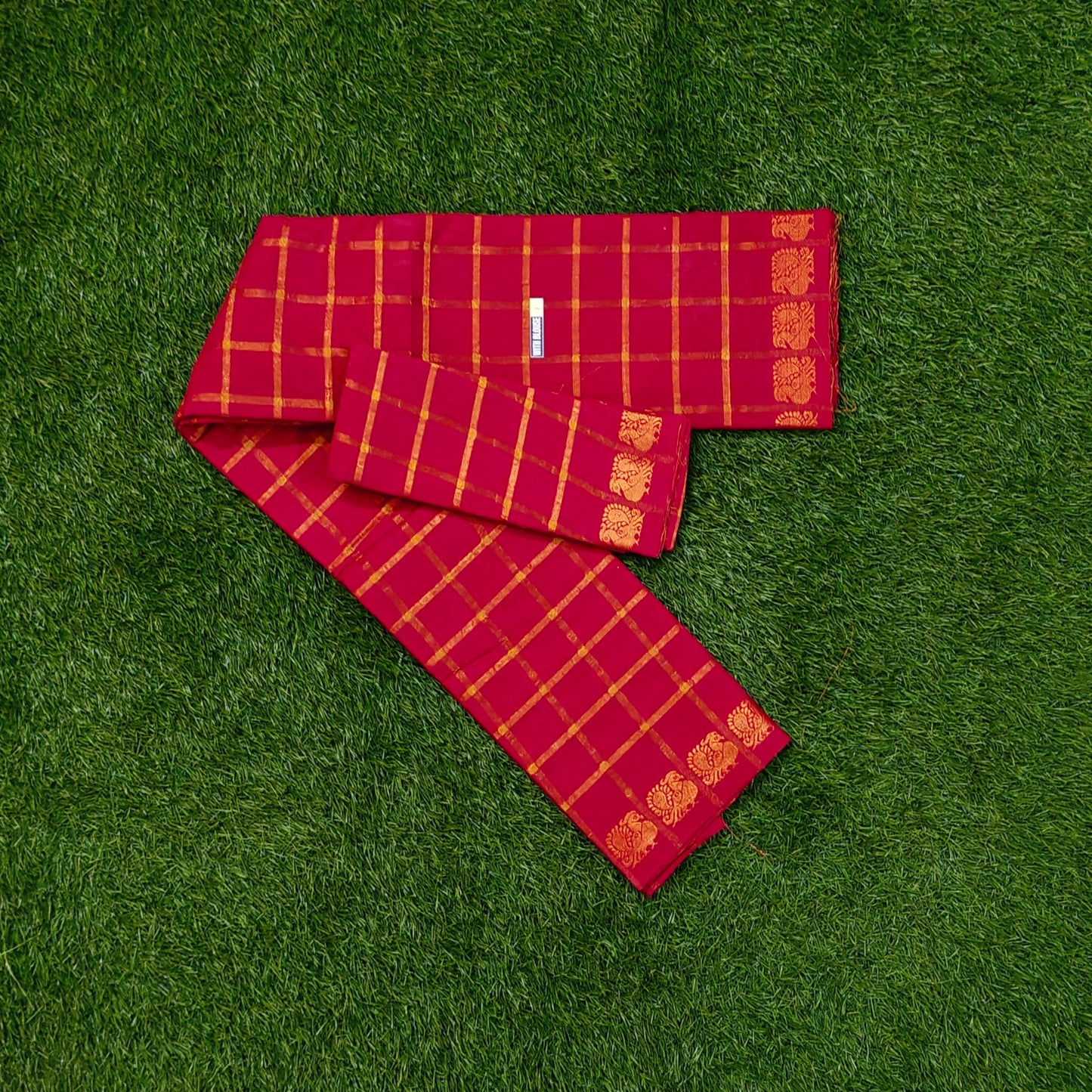 Rani Pink Pavithra Kattam Sungudi Cotton Saree with Separate Blouse