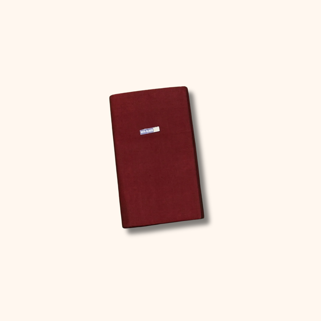Maroon Pure Chettinad Cotton Saree with Pink & Gold Traditional Border