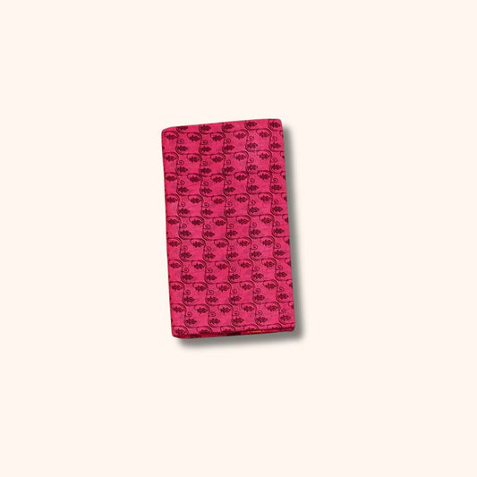 Pink Sungudi Cotton Saree with Black Traditional Motif & Temple Border – Without Blouse