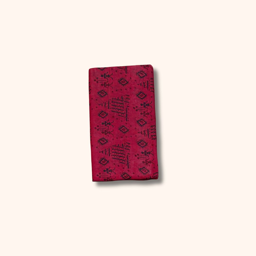 Maroon Sungudi Cotton Saree with Traditional Black Motif Design – Without Blouse
