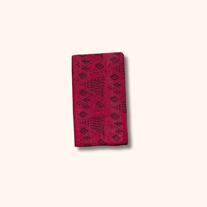 Maroon Sungudi Cotton Saree with Traditional Black Motif Design – Without Blouse