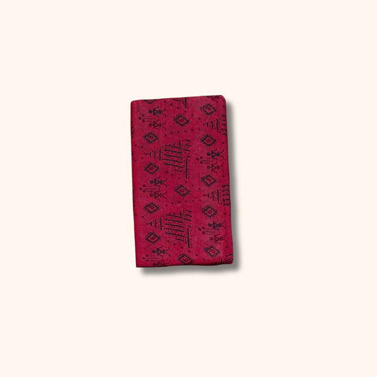 Maroon Sungudi Cotton Saree with Traditional Black Motif Design – Without Blouse