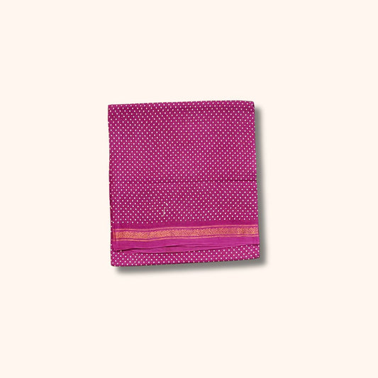 Magenta Pink Sungudi Cotton Saree with White Polka Dot Design – Without Blouse