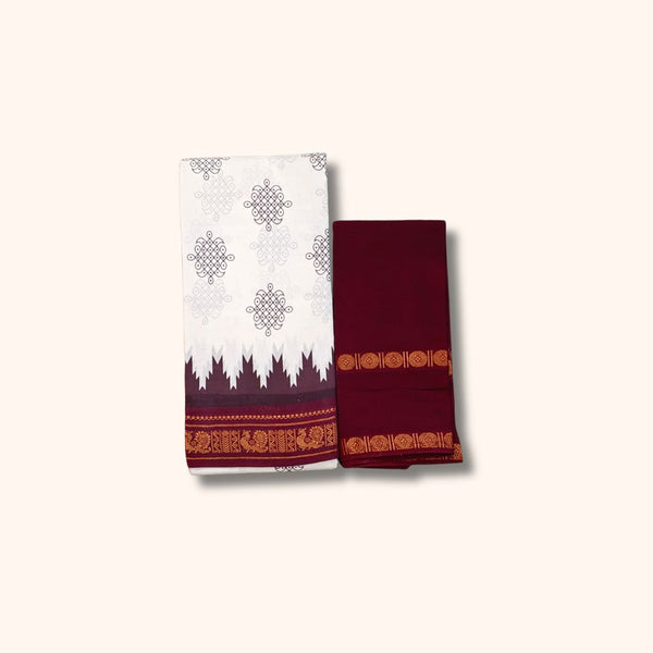 Traditional Kolam Design small Gold Zari Border – Separate Blouse Piece