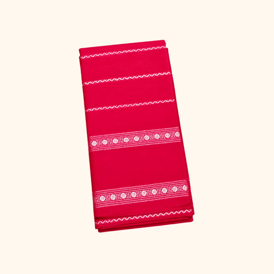 Rose Pink Striped Cotton Saree with Contrast Woven Border
