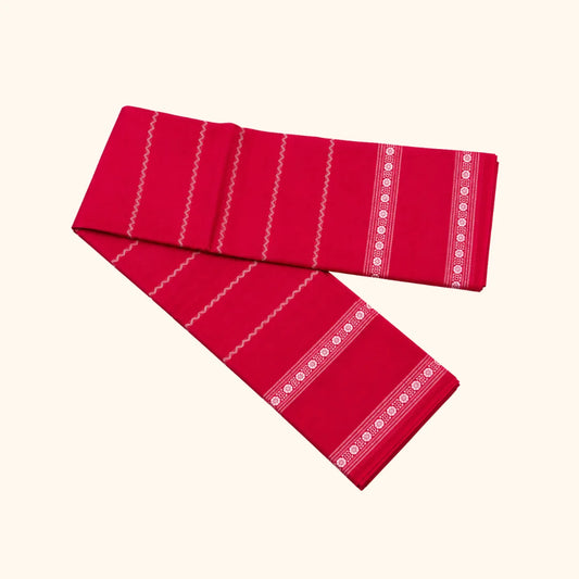 Rose Pink Striped Cotton Saree with Contrast Woven Border