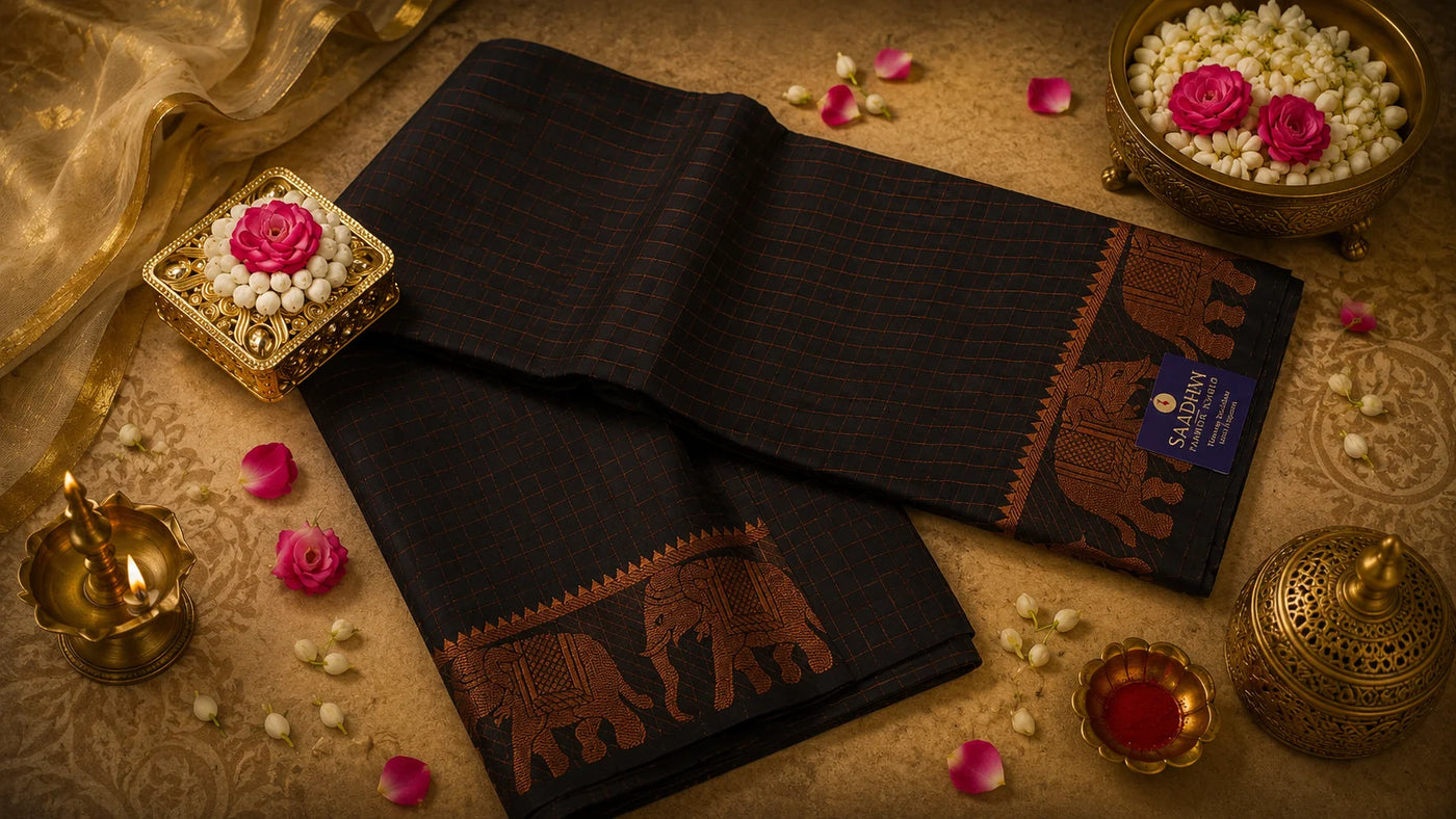 Elegant Checked Zari Sarees