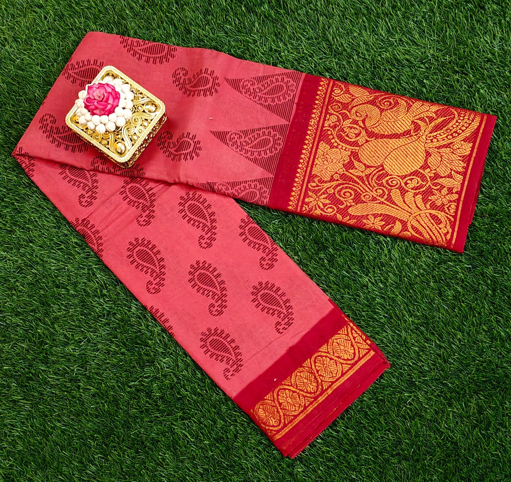 ❤️✨ Traditional Red Saree with Grand Golden Zari Work ✨❤️
