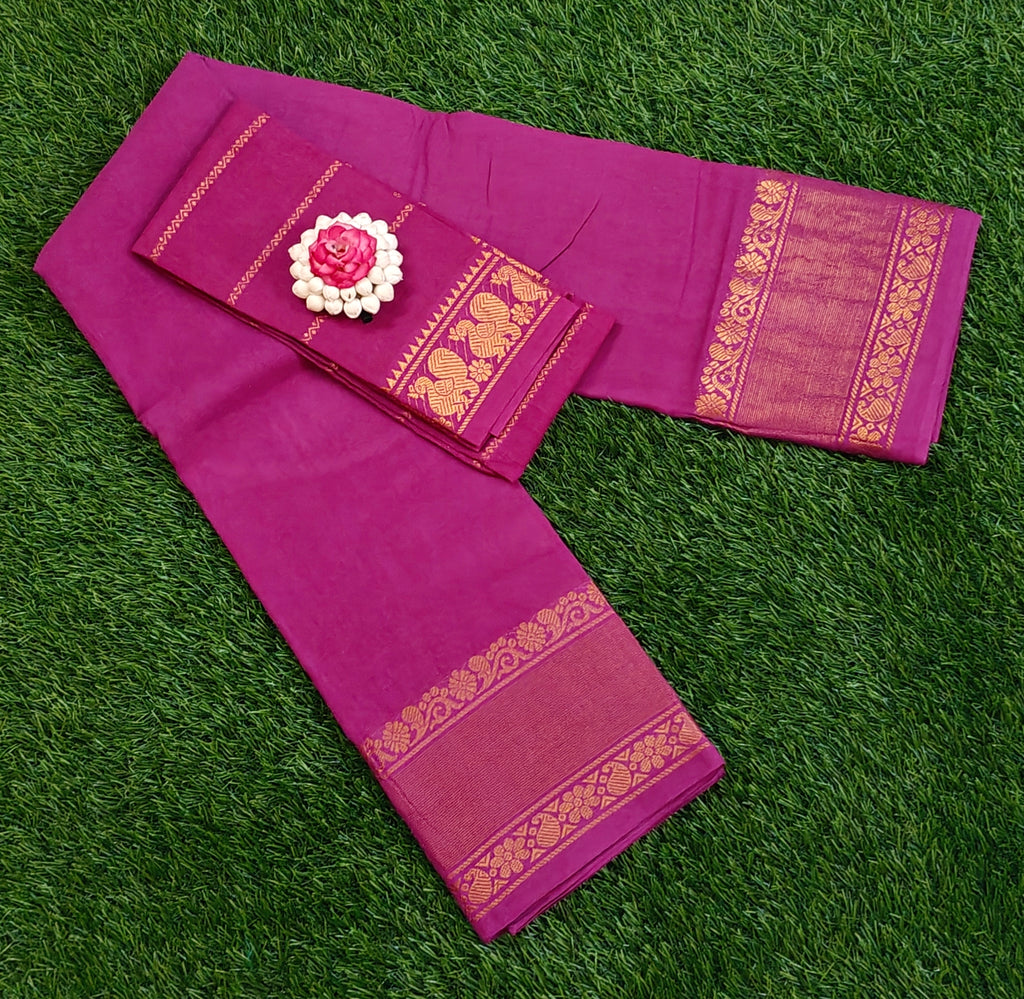 💗 Beautiful Pink Traditional Saree with Zari Border 💗