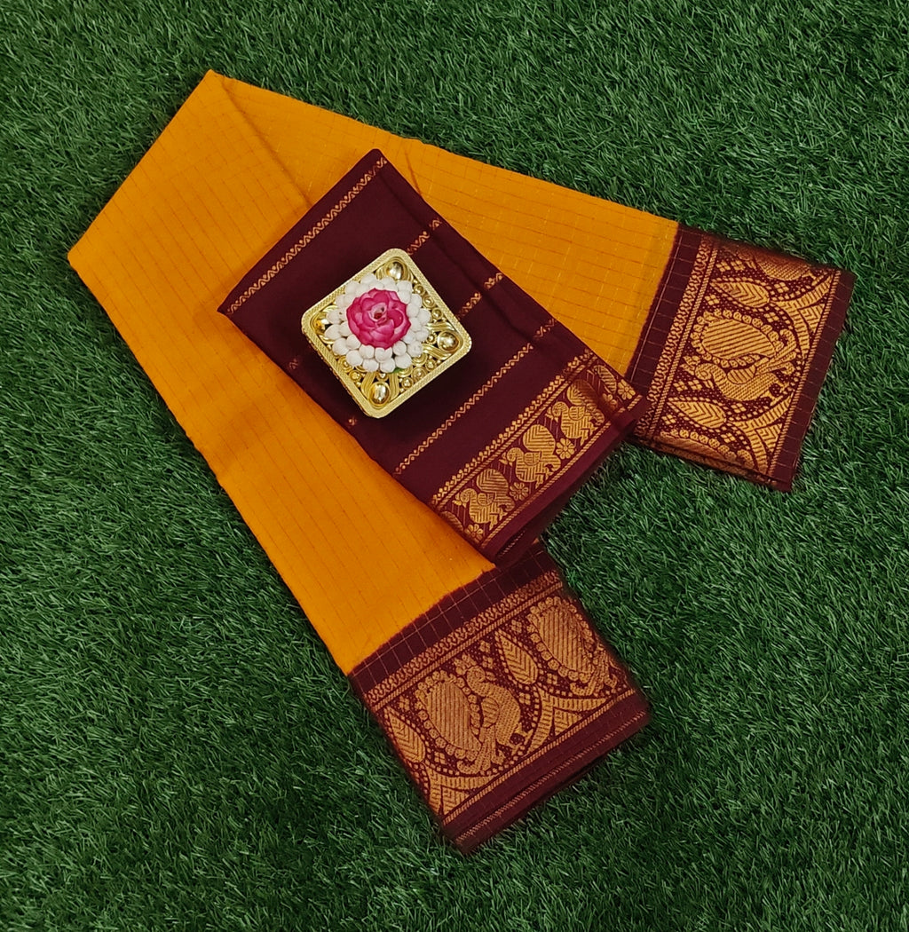 ✨ Pure Sungudi Cotton Saree – Mustard & Maroon Combination ✨