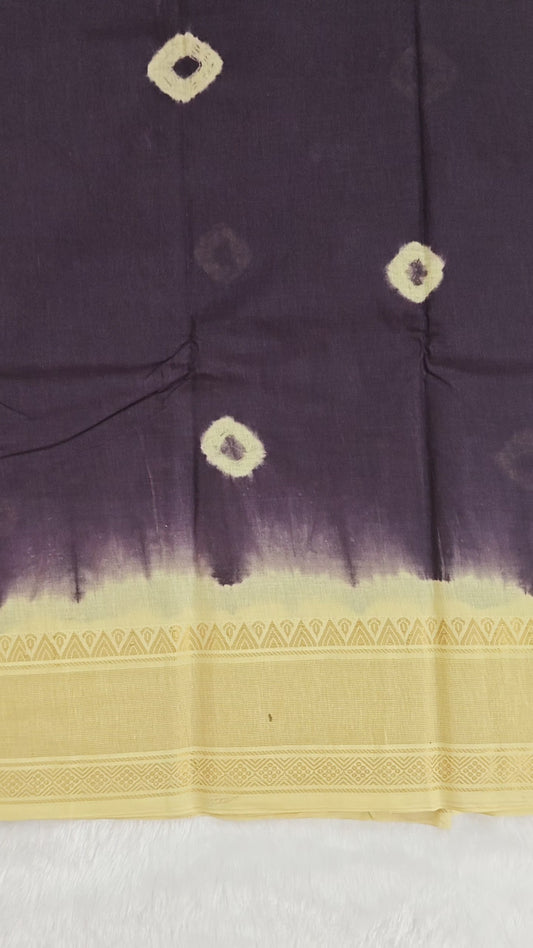 Navy Blue Sungudi Cotton Saree with Traditional Zari Border