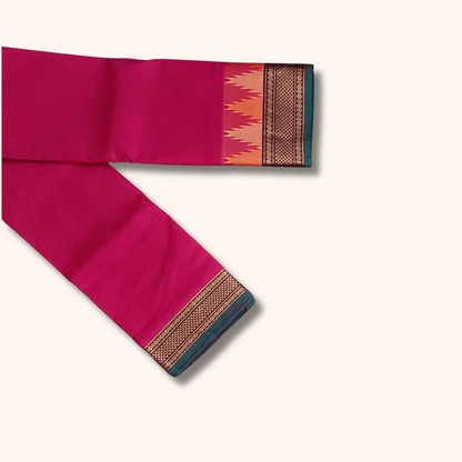 Rani Pink Chettinad Cotton Saree with Traditional Zari Border