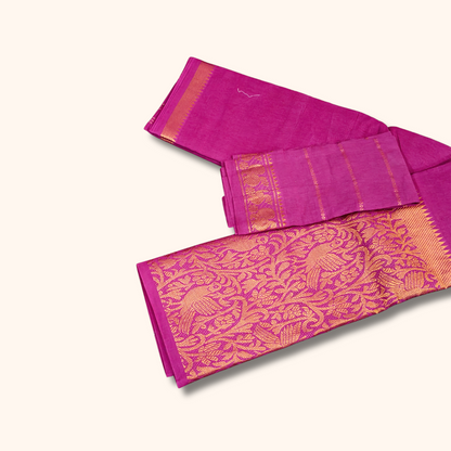 Pink Vasigara Pattern Sungudi Cotton Saree with Matching Separate Blouse Piece