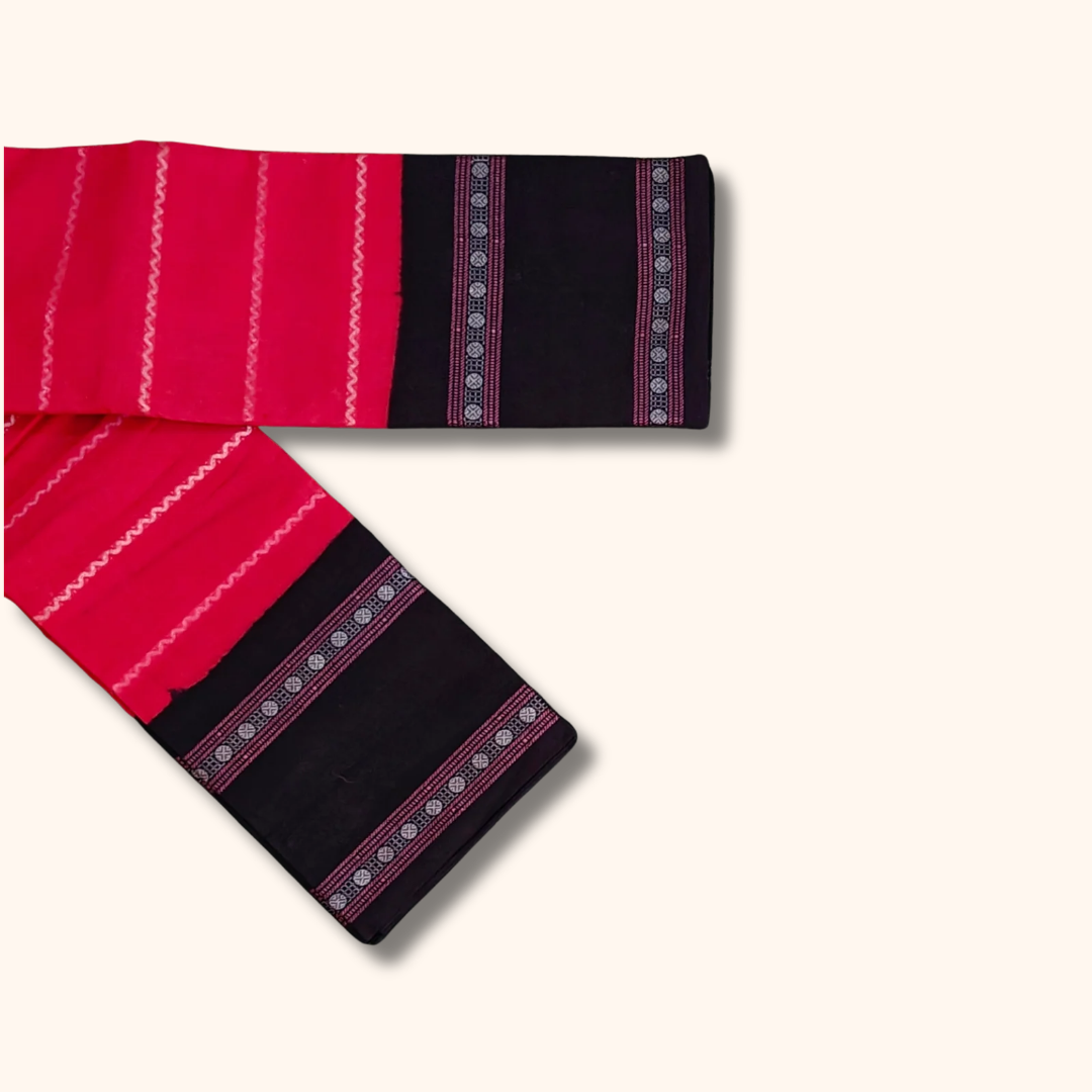 Pink Sungudi Cotton Saree with Dark Blue Contrast Border