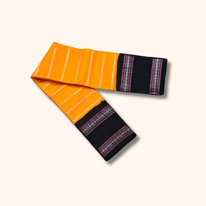 Orange & Black Pure Sungudi Cotton Saree – Traditional Printed Border