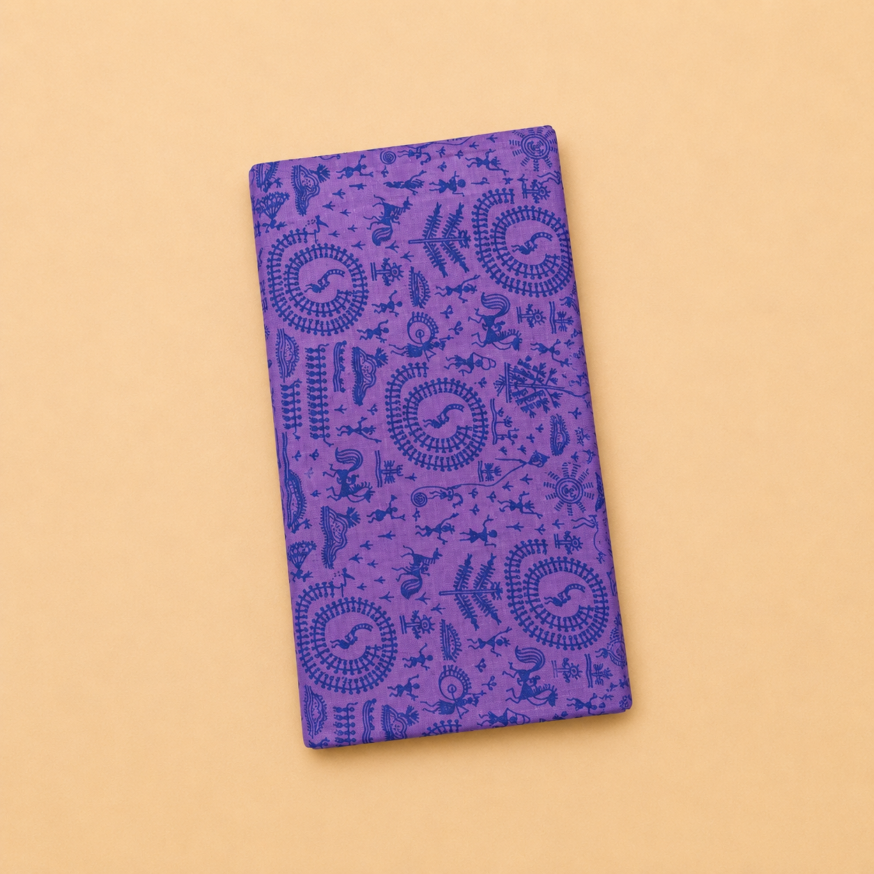 Purple Tribal Print Sungudi Cotton Saree with Traditional Border