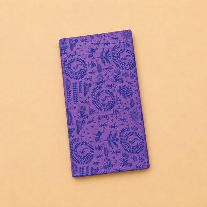 Purple Tribal Print Sungudi Cotton Saree with Traditional Border