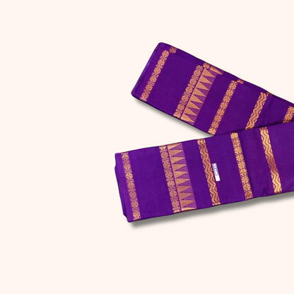 Purple Sungudi Cotton Saree with Geometric Zari Border