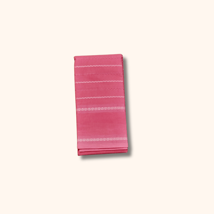Rose Pink Cotton Saree with Matching Border – Running Blouse