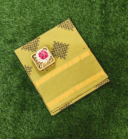 Pista Green Kolam Design Sungudi Cotton Saree with Elegant Zari Border