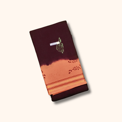Maroon Sungudi Cotton Saree with Peach Border