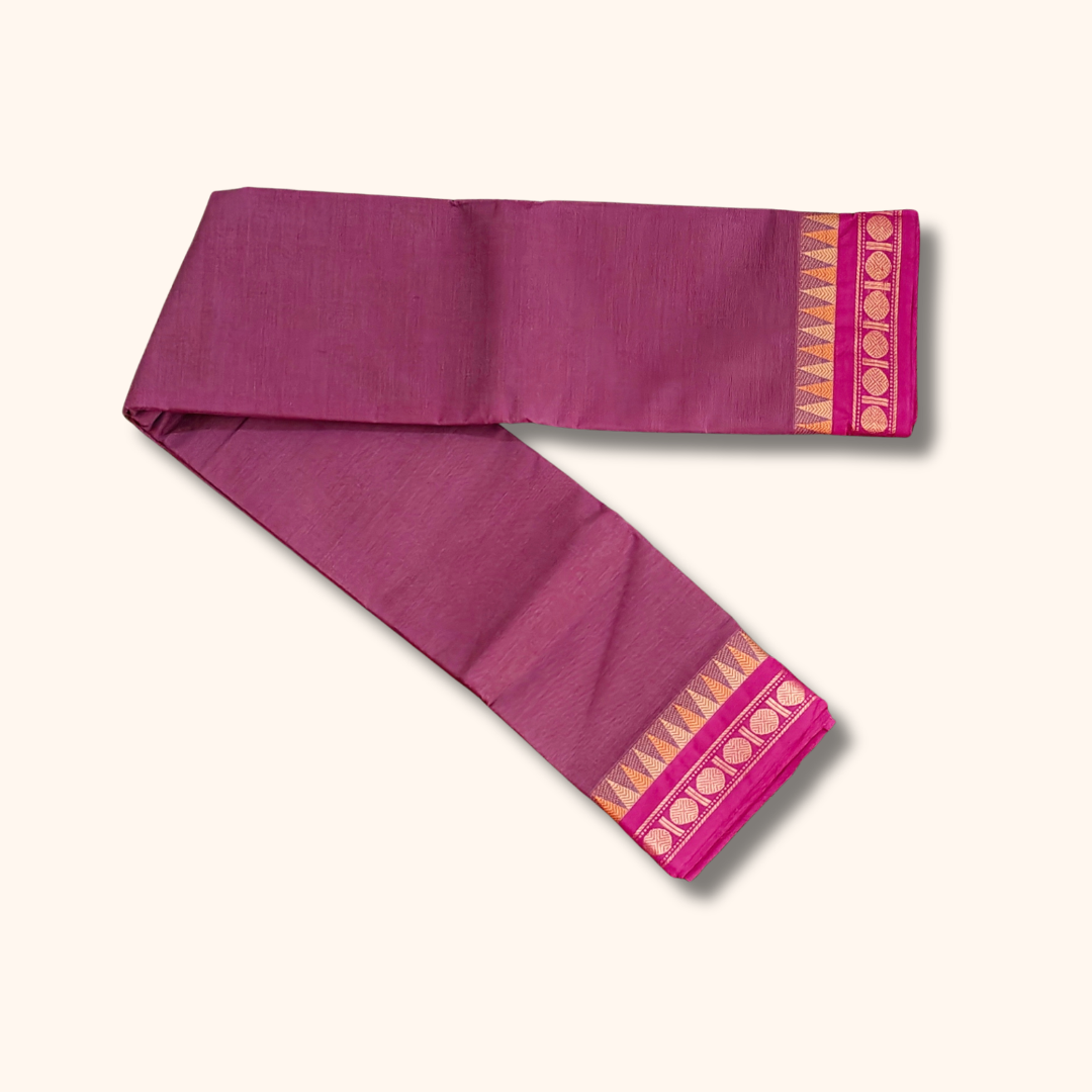 Purple Thread Work Zari Chettinad Cotton Saree