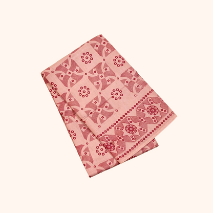 120s Count Vayal Cotton Saree in Baby Pink with Geometric Print