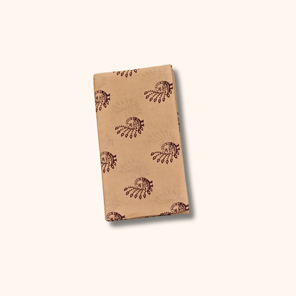 Beige Peacock Print Sungudi Cotton Saree with Gold Zari Border