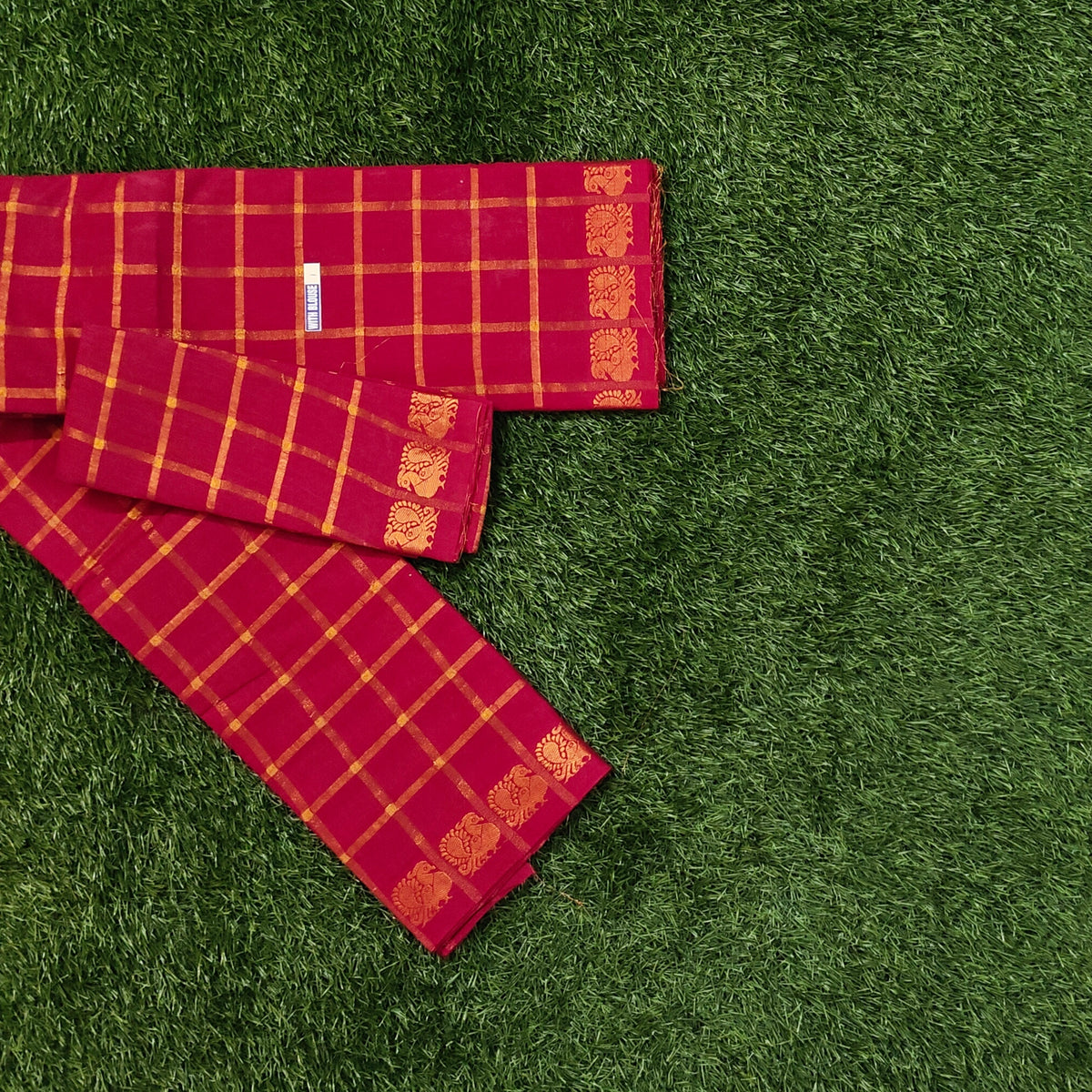 Rani Pink Pavithra Kattam Sungudi Cotton Saree with Separate Blouse