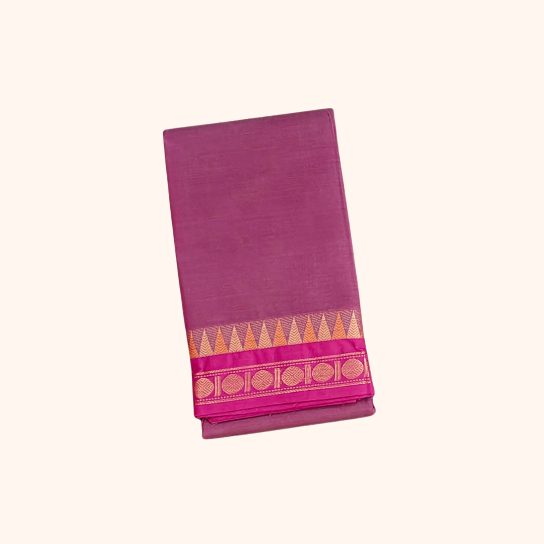 Purple Thread Work Zari Chettinad Cotton Saree