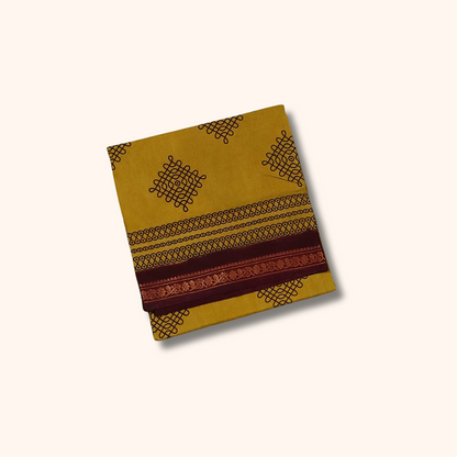Olive Green Soft Cotton Saree with Maroon Border