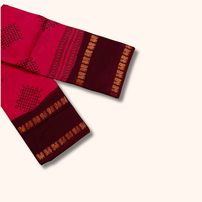 Rani Pink & Maroon Running Blouse Cotton Saree