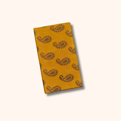 Mustard Yellow Paisley Print Cotton Saree