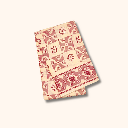 120s Count Vayal Cotton Saree in Off White with Maroon Geometric Print