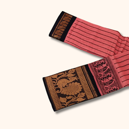 Beautiful Pink Traditional Border Sungudi Cotton Saree