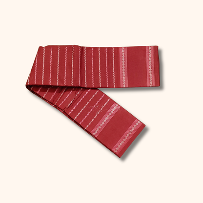 Brick Red Cotton Saree with White Stripe Design – Running Blouse